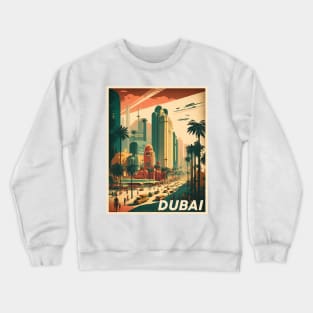 Dubai Cityscape Vintage Travel Art Poster Crewneck Sweatshirt